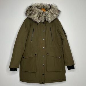 BCBGeneration Women's Anorak Heavy Puffer Parka w Faux Fur Hood